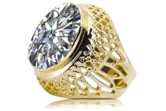 Циркон 14-кв Желтое золото Кольцо Винтаж стиль vrc089y